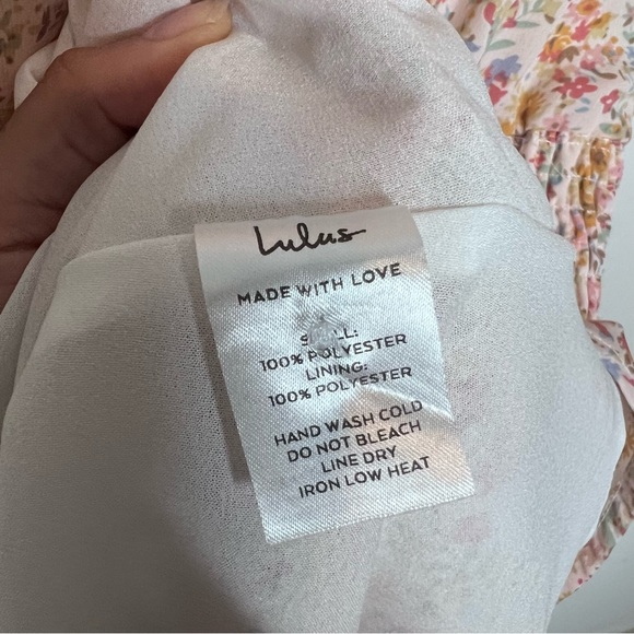 LULUS Isn't She Darling Blush Floral Print Puff Sleeve Mini Dress. Size Large - Picture 13 of 14
